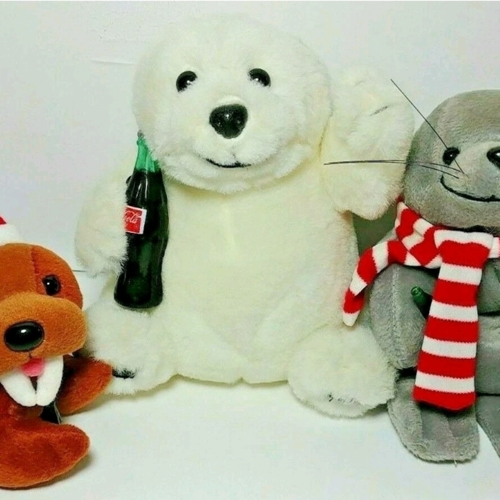 Coca Cola Arctic Friends Vintage Collectible Bean Bag Plush Stuffed Toy Lot Of 3 - Picture 3 of 10